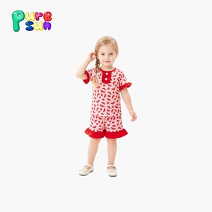 Детская пижама Puresun: Комплект из 100% хлопка с воротником поло для девочек, однотонный, оптом от производителя - Product Image 3