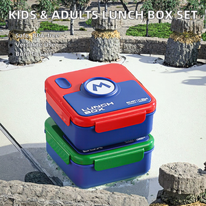 1100ml Children's Bento <b>Lunch</b> <b>Box</b> with Spoon Fork Microwavable Food Container BPA-Free <b>Plastic</b> Lid - Product Image 3