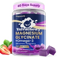 Gommes de glycinate de magnésium 500mg Oméga 3 Curcuma Vitamine D3 E – Compléments à croquer pour adultes : Apaisement musculaire, soutien cognitif
