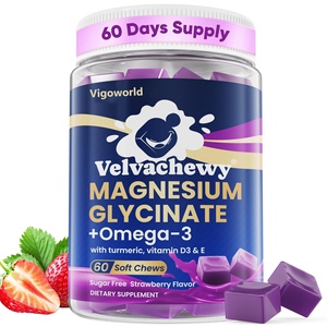 Gommes de glycinate de magnésium 500mg Oméga <span class=keywords><strong>3</strong></span> Curcuma Vitamine D3 E – Compléments à croquer pour adultes : Apaisement musculaire, soutien cognitif - Product Image 1
