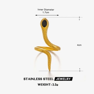 18K Gold Plated Stainless Steel Snake Shaped <b>Opening</b> <b>Ring</b> Classic Oil-drop Charm for Engagement Elegant Serpentine Shape Jewelry - Product Image 4