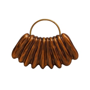 Sac de soirée plissé en acrylique pour femme, pochette marbrée avec poignée supérieure en métal, idéal pour cocktails et soirées formelles - Product Image 4