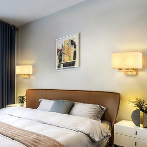 Retro Đồng Nội Thất Đèn Tường Cho Khách Sạn Nhà Phòng Ngủ Đèn Tường Với Vải Bìa American Country Phong Cách E27 LED Tường Sconce - Product Image 5