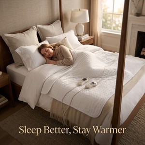 Matelas <span class=keywords><strong>chauffant</strong></span> à double commande 150*160cm, 6 niveaux de chaleur, arrêt automatique, minuterie 1-10H, lavable, <span class=keywords><strong>pour</strong></span> lit domestique - Product Image 5