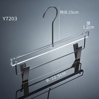 Cintres robustes en acrylique transparent injecté pour pantalons et jupes, avec logo personnalisé, pinces métalliques réglables dorées, écologiques et modernes