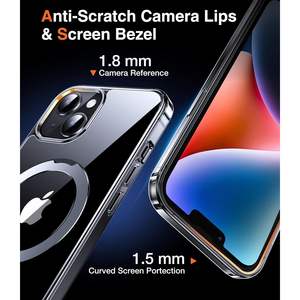 Funda para iPhone 13 14 con Anillo Magnético Transparente y Soporte, Compatible con Funda de Teléfono con Acabado de Espejo Transparente - Product Image 6