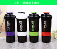 Bouteille shaker fitness 17oz/500ml sans BPA avec masse de lactosérum et stockage bouteille de potion de sport en cours d'exécution bouteille d'eau en plastique