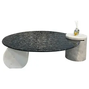 Water Ripple Luxury Modern Italian Living Room Home Small Unit Minimalist Marble Round Coffee Table