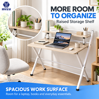 Bureau d'ordinateur pliable moderne et simple pour la maison ou le bureau, avec étagère, structure métallique, mini bureau d'étude, table de travail - Vente chaude