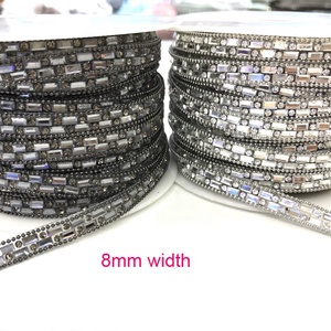 L207 8mm Hot Fix Crystal Rhinestone Trimming Mesh Iron-on Crystal Rhinestone Trim Strip <span class=keywords><strong>para</strong></span> zapatos Bolsas Tela - Product Image 5