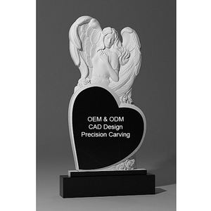 Granito negro Grabado con láser Retrato Lápida Estilo europeo Monumento al aire libre Diseño funerario - Product Image 1