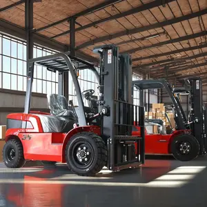 新型3.5トンディーゼル4WDフォークリフト、ソリッドタイヤ、シングルステージマスト、フォーク、オフロード走行可能、重荷重積み下ろし用 - Product Image 1