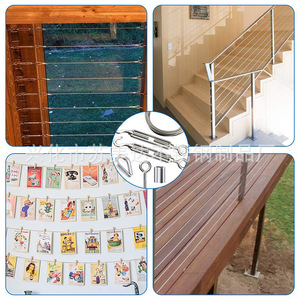 Kit de cable de acero inoxidable con tensor de cuerda y acoplamiento para barandillas de escaleras y seguridad de balcones - Product Image 1