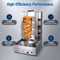 Grill à shawarma à gaz 3 brûleurs, machine à kebab doner, grill vertical à rotation automatique