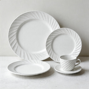 ชุดอาหารค่ำเซรามิค<span class=keywords><strong>ล</strong></span>ายไม้ HARVIT Classic / ชุดอาหารค่ำสำหรับงานเลี้ยง 16 ชิ้น <span class=keywords><strong>สี</strong></span>เทา / ชุดอาหารค่ำลายนูนสีขาว - Product Image 2