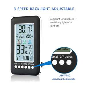 Termômetro e Higrômetro Eletrônico Digital com Controle de Voz e Luz de Fundo Personalizado com Alarme Semanal - Product Image 2