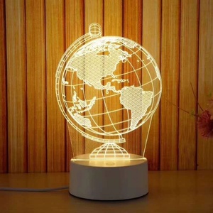 3D 시각적 착시 LED 무드등 따뜻한 백색 USB 플러그 원형 ABS 스탠드 아크릴 테이블 데스크 무드등 - Product Image 4