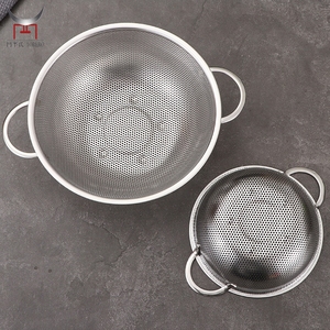 Ensemble de passoire à tamis micro-<span class=keywords><strong>perforé</strong></span> en acier inoxydable Panier d'égouttage avec double poignée Passoire à vidange rapide - Product Image 6