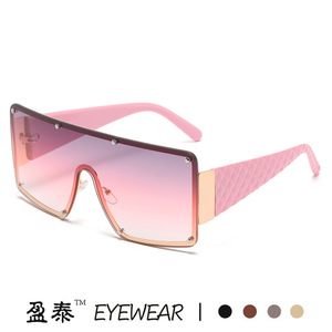 Oversized Square Frameless Sunglasses Gold Frame PC Lens UV400 Protection Unisex Street Style Fashion <b>Glasses</b> - Product Image 2