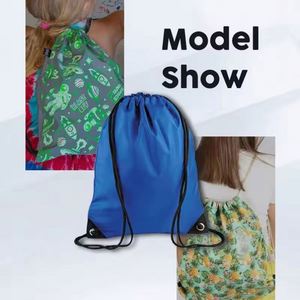 Custom logo Polyester Waterproof Nylon <b>Drawstring</b> Bag <b>Backpack</b> with Sublimation String for Sports Travel - Product Image 5