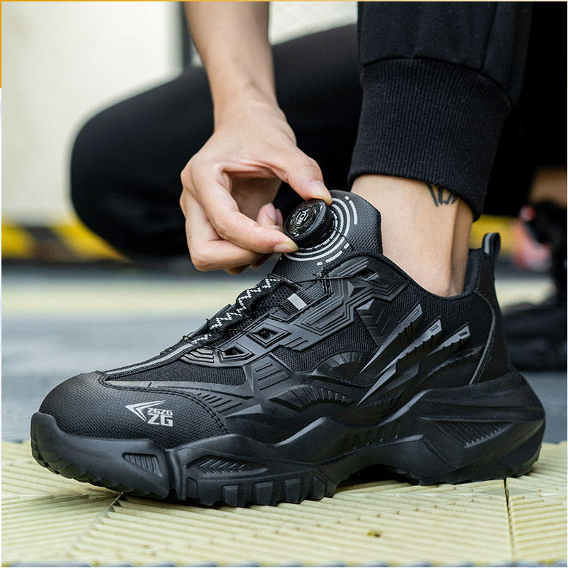 ZG8824 Oferta Caliente Zapatos de Seguridad con Botón para Hombre,  Zapatillas de Trabajo con Sistema de Desenlace Giratorio