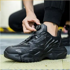 Sıcak satış düğmesi güvenlik ayakkabıları erkekler iş Sneakers ayakkabı bağı gevşetmek için dönen çekin