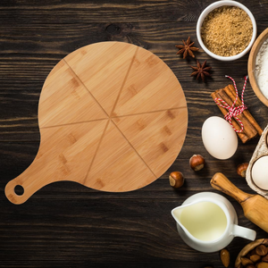 Tabla Redonda <span class=keywords><strong>de</strong></span> Madera para Pizza con Asa, Multiusos, <span class=keywords><strong>de</strong></span> Grado Alimenticio, para Cortar y Servir Pizza, Decoración <span class=keywords><strong>de</strong></span> Mesa para Cocina, Repostería y Fiestas - Product Image 4