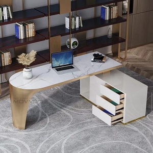 Lusso moderno semplice scrivania estensibile in legno Computer da tavolo in acciaio inox Base per uffici ardesia forniture per <span class=keywords><strong>ufficio</strong></span> - Product Image 1