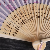 Éventail en bambou style japonais classique, motif fleur de cerisier, technique peinte, pour la danse ancienne, idéal pour cadeaux, vente en gros DIY