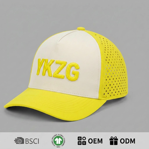 High Quality Structured Baseball Hat 3D Logo Embroidery Laser Cut Air Holes Breathable Moisture Wicking Sports Team Cap - Product Image 1