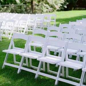 Elegant Design Outdoor Padded Wimbledon <strong>White</strong> Dining Banquet Wedding Plastic Resin <strong>Folding</strong> Garden <strong>Chairs</strong> - Product Image 4