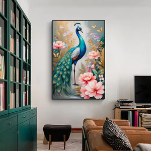 Arte stampata digitale ad alta definizione della tela per la decorazione della parete domestica, arte animale del <span class=keywords><strong>pavone</strong></span> e murale di arte della parete del salone - Product Image 4