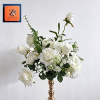 Composition florale artificielle en rose ivoire et hortensia pour centre de table, décoration florale personnalisable pour scène de mariage et événements