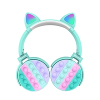 Casque audio sans fil 2026 CT-950 en silicone avec oreilles de chat, jouet anti-stress à bulles, mignon pour enfants avec micro
