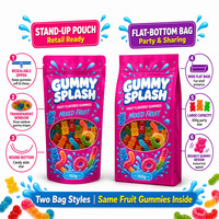 Bonbons gélifiés aromatisés aux fruits, chewing-gum, sachet refermable en Mylar avec fenêtre, emballage alimentaire