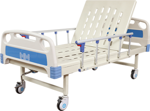 Медицинская кровать с ручным управлением, 1 регулируемая функция, из АБС-пластика, с изголовьем и боковыми поручнями из алюминиевого сплава, регулируемая спинка, однофункциональная кровать для пациентов - Product Image 3