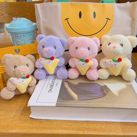 Porte-clés Ours en Peluche Gâteau, Charme de Sac Ours Mignon et Doux, Pendentif de Sac à Dos pour Couple, Mini Jouet en Peluche Exquis en Gros