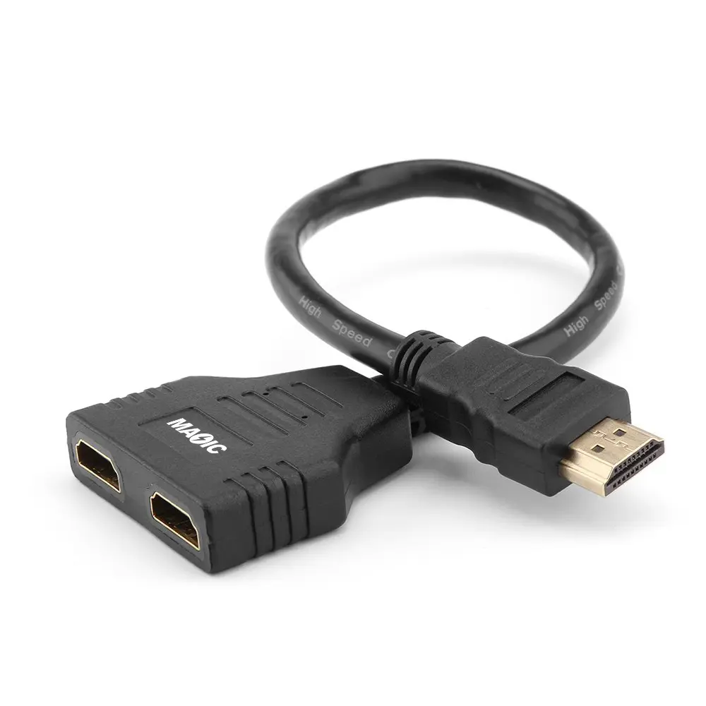 Hot Selling 2 Port 1 In 2 Out HDMI Splitter Audio Video Cables Full HD 1080p Male To 2 Female 1x2 Splitter HDMI Cable For HDTV