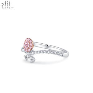 Anillo de Diamantes Rosados Hecho a Mano con un Diseño Exquisito y Avanzado, Oro Blanco Sólido de 18K, Diamante Natural Real, Anillo para Mujer - Product Image 2