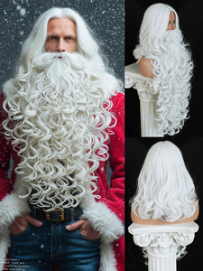 <span class=keywords><strong>Barbe</strong></span> de Père Noël complète, <span class=keywords><strong>barbe</strong></span> de Père Noël très blanche, <span class=keywords><strong>perruque</strong></span> de Noël, <span class=keywords><strong>barbe</strong></span> en une seule pièce, remplacement de cheveux, cosplay - Product Image 3