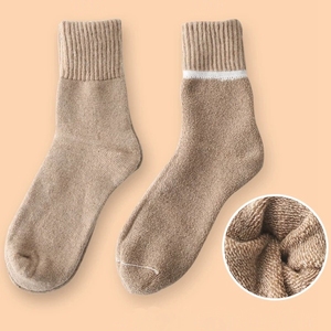 Tùy Chỉnh Người Đàn Ông Của Len Vớ 80% Len Gân Cuff Đầy Đủ Terry Vòng Đệm Kích Thước Lớn Dày Crew Vớ Cho Mùa Đông - Product Image 5