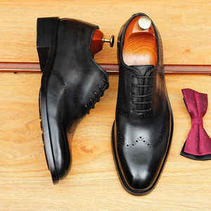 New Monk Men's Formal Oxford <b>Shoes</b> Social and Wedding Office Leather Carving with Pointed Toe Slip-On Closure Classic Style - Product Image 1