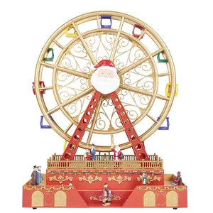 Оптовая продажа, колесо обозрения noel, музыкальное вращение, Рождественский дизайн, светодиодное освещение, колесо обозрения, Рождественское украшение, 2024