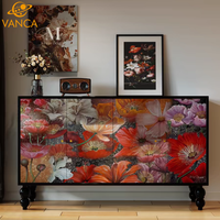 Table console moderne de luxe avec placage de bois de haute qualité et quatre tiroirs de rangement pour la maison, l'hôtel ou la villa