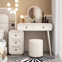 Ensemble de coiffeuse avec miroir LED et tiroirs, chaise transparente de luxe pour la chambre à coucher