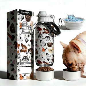 Botol Air Anjing Portabel Everich 2 in 1 32oz dari Baja Anti Karat Ganda dengan Wadah Makanan di Bagian Bawah dan Mangkuk Anjing - Product Image 1