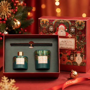 Aikun Nutcracker Boxed Dual Bottle Reed Diffuser Scented <b>Candle</b> Gift Set Custom Packaging <b>Bulk</b> Order for Christmas Gifting - Product Image 1