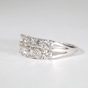 Anillo de Compromiso Elegante Inspirado en el Art Deco, Diamante Cultivado en Laboratorio de 1.23 Ct, Corte Redondo, Oro Sólido de 14K, Anillo de Bodas de Doble Aro, Joyería Única - Product Image 2