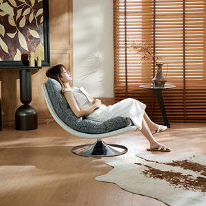 เก้าอี้พักผ่อนแบบหมุนได้ทันสมัย เก้าอี้โซฟาเดี่ยวพร้อมฟังก์ชั่นปรับเอน โครงสร้างเก้าอี้ห้องนั่งเล่นสไตล์มินิมอล - Product Image 4