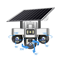 Cámara Solar V380 Pro de 3 Lentes, Exterior, IP66 Impermeable, Audio Bidireccional, Visión Nocturna en Color, Seguimiento de Movimiento Humano, Gran Angular, 4G/WiFi